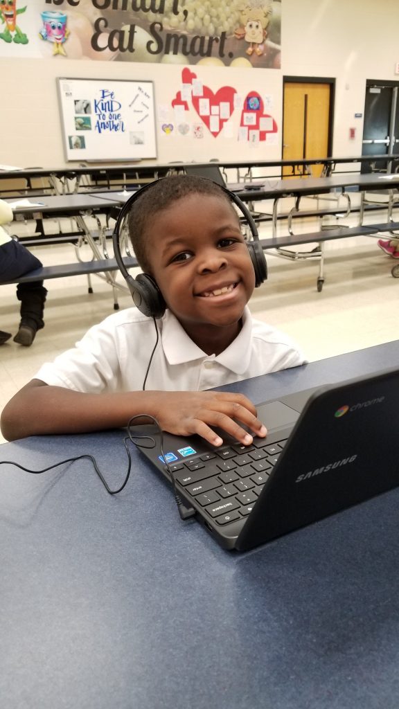YMCA Spring Elementary young boy at computer